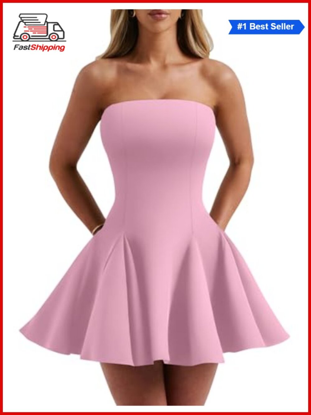 Women's Strapless Mini Dress Sleeveless A-Line Party Club Night Out